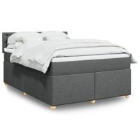 Boxspring met matras stof donkergrijs 140x190 cm