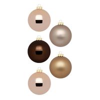 20x stuks glazen kerstballen elegant bruin mix 6 cm glans en mat - Kerstbal - thumbnail