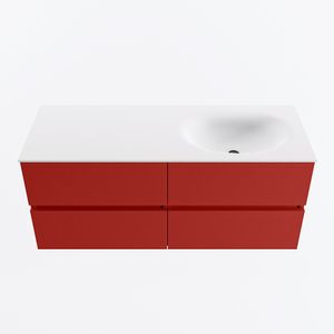 MONDIAZ VICA 120cm badmeubel onderkast Fire 4 lades. Wastafel MOON rechts 1 kraangat, kleur Talc.