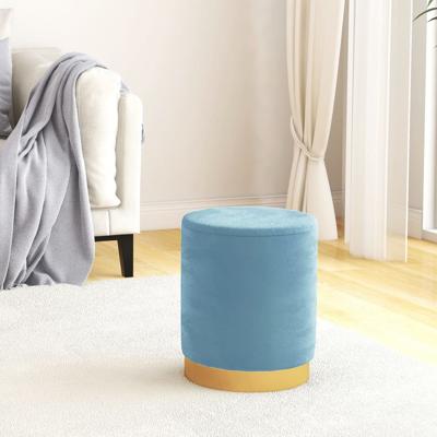 Hocker met opbergruimte rond fluweel lichtblauw