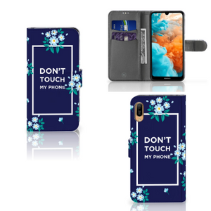 Huawei Y6 (2019) Portemonnee Hoesje Flowers Blue DTMP