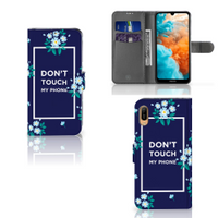 Huawei Y6 (2019) Portemonnee Hoesje Flowers Blue DTMP - thumbnail