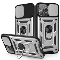 iPhone 16 hoesje - Backcover - Rugged Armor - Camerabescherming - Extra valbescherming - TPU - Zilver