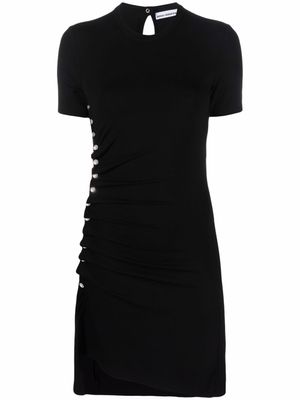 Rabanne robe asymétrique à détails de clous - Noir
