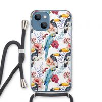 Bloemen tukan: iPhone 13 mini Transparant Hoesje met koord