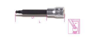 Beta Dopsleutels met kogelkopaansluiting voor binnenzeskant schroeven met 3/8" aandrijfvierkant verchroomd - gebruneerde inzetstukken 910BP 7L -