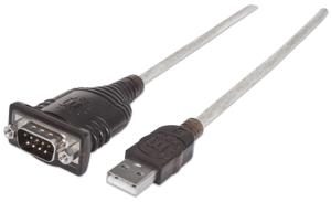 Manhattan USB 1.1 Adapter [1x USB 1.1 stekker A - 1x D-sub stekker 9-polig] Adapter 45.00 cm Vergulde steekcontacten