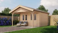Lugarde Select Blokhut met overkapping Katwijk 400x300cm + 200cm - Onbehandeld- Zadeldak- - Lugarde Select