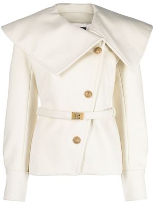 Balmain veste en laine à col oversize - Blanc