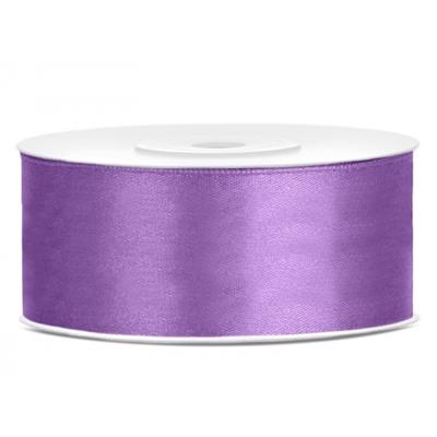 Satijn sierlint - lila paars - Hobby/decoratie cadeau lint - 2,5 cm x 25 meter