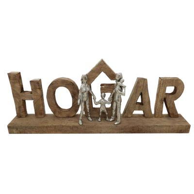 Decoratieve figuren DKD Home Decor Bruin Aluminium Mangohout (55 x 7,5 x 21 cm)