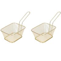 10x Gouden patat/snack serveermandjes/frituurmandjes 24 cm
