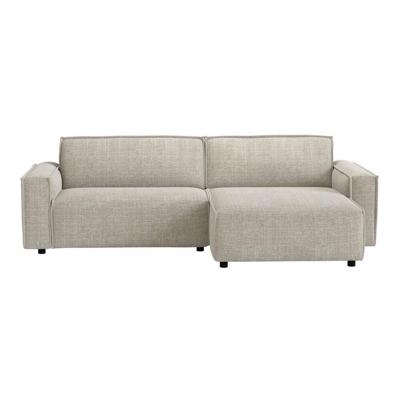 Leen Bakker - Bank Brooklyn Met Chaise Longue Rechts - Cyclamen - Stof - Beige - 158x255x76 Cm