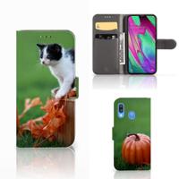 Samsung Galaxy A40 | Telefoonhoesje | Met pasjeshouder | Kitten