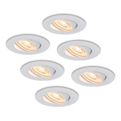 Set van 6 Pittsburg LED inbouwspots - 3,8W 270lm - GU10 LED Module - Extra plat 58mm - 2700K warm wit - Dimbaar - Kantelbaar - Voor binnen - Wit
