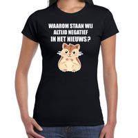 Waarom negatief in het nieuws hamsteren t-shirt zwart voor dames - thumbnail