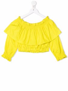 MSGM Kids blouse crop à épaules dénudées - Jaune