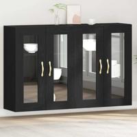 Wandkast 2 pcs Zwart eiken 69.5 x 34 x 90 cm Bewerkt hout