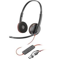 HP Poly Blackwire C3220 Over Ear headset Computer Kabel Stereo Zwart Headset, Volumeregeling, Microfoon uitschakelbaar (mute)