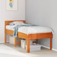 Bedframe zonder matras massief grenenhout wasbruin 90x200 cm