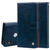 Business stijl olie Wax textuur horizontale Flip lederen case voor Xiaomi Redmi S2 met houder & kaartsleuven & portemonnee (blauw)