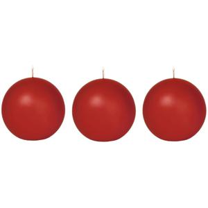 Trend Candles Bolkaars glad - 3x - rood - 7 cm - 16 branduren - ronde kaarsen