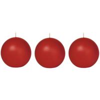 Trend Candles Bolkaars glad - 3x - rood - 7 cm - 16 branduren - ronde kaarsen