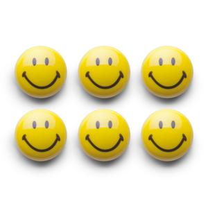 Whiteboard/koelkast magneten Smile Emoticon - 6x - kunststof - 3 cm