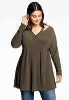 Yoek Tuniek wide bottom met cut-out | Groen | Maat 54/56