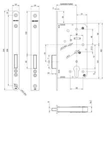 ASSA ABLOY 2455 Kastslot | DM60mm | PC | voorplaat staal gelakt 24x235mm rechthoekig | DR 1+2+3+4 - 7962024