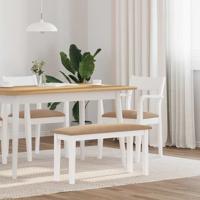 Bank 90 cm massief hout rubber wit