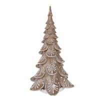 Clayre & Eef Kerstdecoratie met LED-verlichting Kerstboom 42 cm Bruin Beige Polyresin Kerstdecoratie Beeld Bruin - thumbnail
