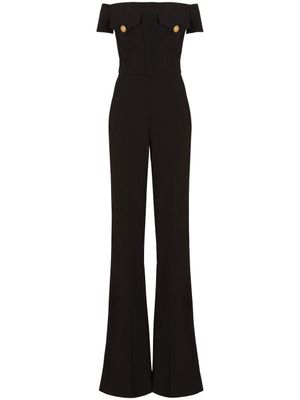 Balmain combinaison évasée à épaules dénudées - Noir
