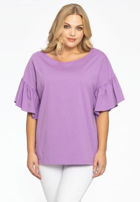 Yoek Shirt wijd met ruches | Licht Paars | Maat 38/40