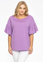 Yoek Shirt wijd met ruches | Licht Paars | Maat 54/56