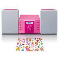 Micro set met CD FM radio AUX-IN stickers Roze