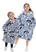 Hondjes snuggie kind met capuchon - fleece poncho-98 t/m 128 (ca.3-7 jaar)