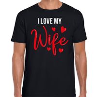 I love my wife valentijn t-shirt zwart voor heren - thumbnail