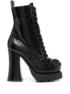 Moschino 120mm lace-up leather boots - Noir