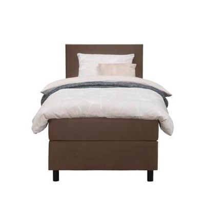 Boxspring Liv egaal - bruin - 90x200 cm - ronde poot - Leen Bakker