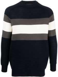 Emporio Armani sweat rayé en maille nervurée - Bleu