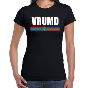 Vrumd met vlag Groningen t-shirts Gronings dialect zwart voor dames