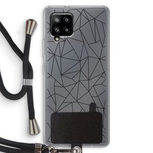 Geometrische lijnen zwart: Samsung Galaxy A42 5G Transparant Hoesje met koord