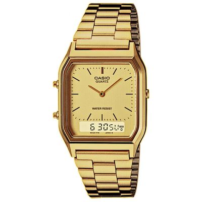 Casio AQ-230GA-9DMQYES Horloge Retro analoog-digitaal goudlkeurig
