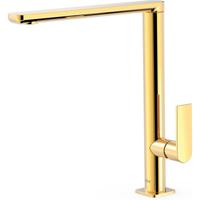 Wastafelkraan Tres Loft | Opbouw | Draaibare uitloop | Mengkraan | Hoog model | 1-hendel | Rond | 24k Goud glans