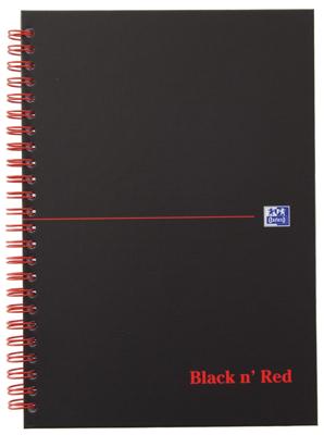 Oxford BLACK N&apos; RED spiraalblok karton, 140 bladzijden ft A5, geruit 5 mm