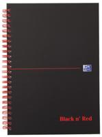 Oxford BLACK N&apos; RED spiraalblok karton, 140 bladzijden ft A5, geruit 5 mm