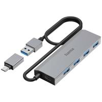 Hama USB 3.2 Gen 1-hub 4 poorten Met USB-C stekker Grijs Hama USB 3.2 Gen 1-hub 4 poorten Met USB-C stekker Grijs