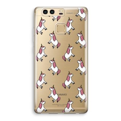 Eenhoorns overal: Huawei P9 Transparant Hoesje
