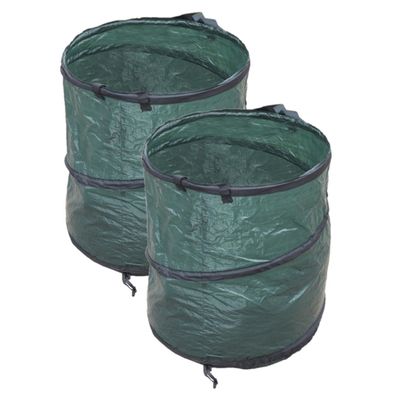 2x stuks groene tuinafvalzakken opvouwbaar 90 liter